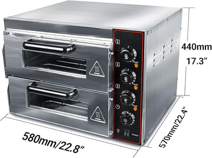 Shikha Commercial Pizza Oven 16 inch Pizza Double Deck 3000W 110V Electric Oven - Image 5