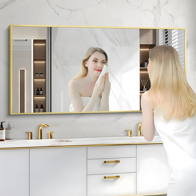 Gold Bathroom Mirror for Wall, 60x30 Inch Rectangle Mirrors - Image 7