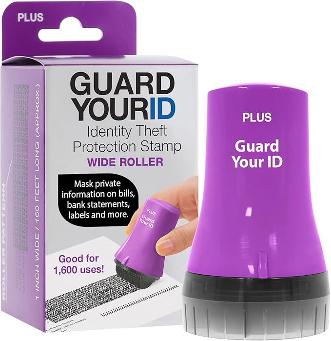 Guard Your ID Wide Advanced Roller 2.0 Identity Theft Prevention Security Stamp by Plus