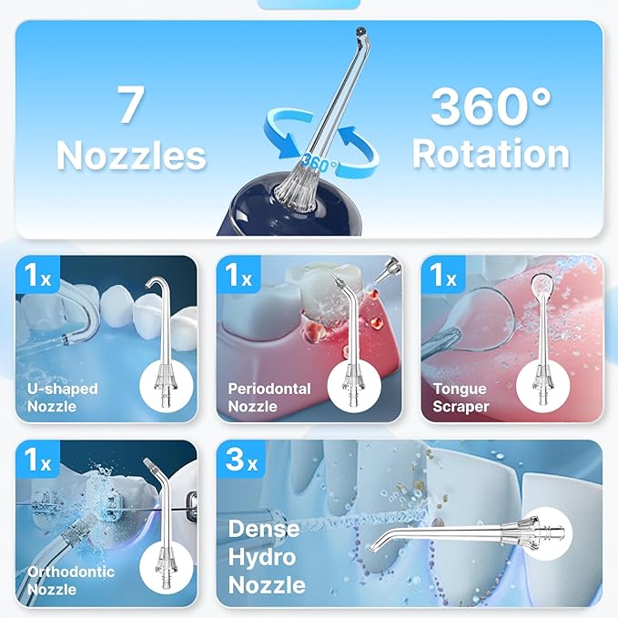 Water Flosser for Teeth, Cordless Oral Irrigator Portable Dental Cleaner Picks - Image 5