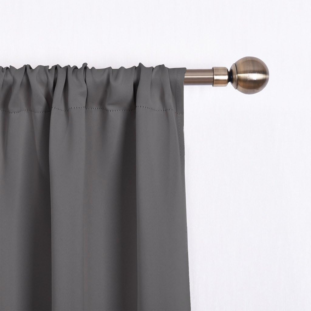 NICETOWN Thermal Insulated Blackout Short Curtain - Bathroom Curtain Gray Tie Up Shade for Small Window, Window Valance Balloon Roman Blind (Rod Pocket Panel, 46 inches W x 63 inches L)
