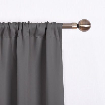 NICETOWN Thermal Insulated Blackout Short Curtain - Bathroom Curtain Gray Tie Up Shade for Small Window, Window Valance Balloon Roman Blind (Rod Pocket Panel, 46 inches W x 63 inches L)