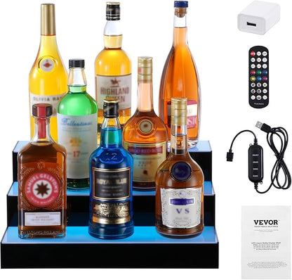 VEVOR LED Lighted Liquor Bottle Display, 3 Tiers 16 Inch Commercial Illuminated - Image 9