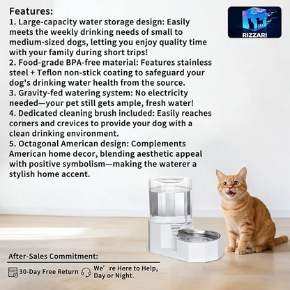 Sfozstra Large Dog Water Dispenser: 4L Stainless Steel Gravity Cat Water Feeder - Image 2