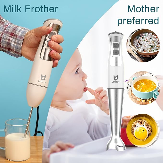 Immersion Hand Blender, UTALENT 3-in-1 8-Speed Stick Blender - Image 4