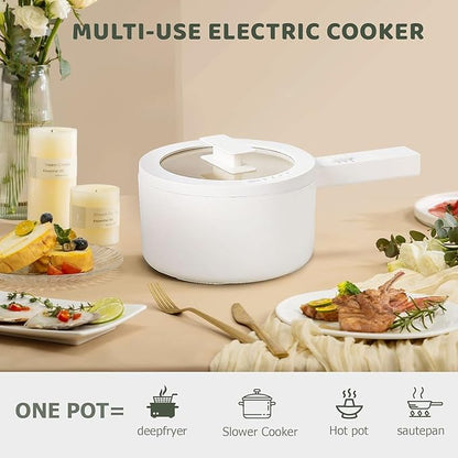 olakys. Electric Hot Pot, 1.5L Mini Hot Pot, Ceramic Glaze Non-stick Portable - Image 6