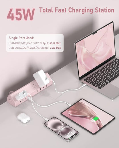 Jgstkcity Desk Clamp Power Strip, 45W Fast Charging Station, 4 USB-C, 4 USB-A - Image 2