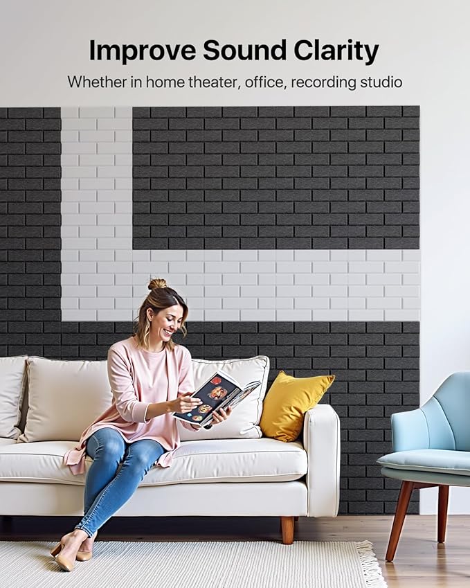 Soundproof Wall Panels Self-adhesive, Acoustic Panels 18 Pack Brick Wall Panels - Image 4