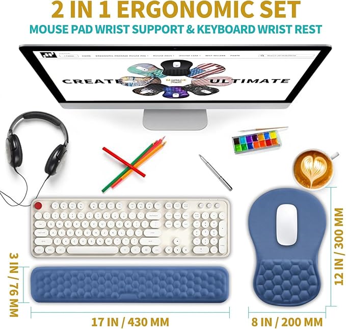 Hokafenle 2 in 1 Ergonomic Mouse Pad Wrist Support & Wrist Rest - Image 2
