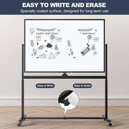 Rolling Whiteboard, 48 x 32 Inches Magnetic White Board - Image 6