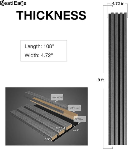NeatiEase Wood Wall Panels, 9 Feet Acoustic Slat Wall Panels - Image 4
