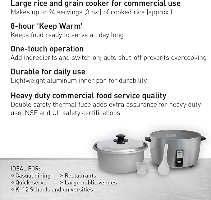 Panasonic Commercial Electric Rice Cooker, 120V Large Capacity 46-Cup, 23-Cup - Image 2