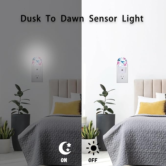 Axxitude Hummingbird Pink Flower Night Lights Plug into Wall - Image 5