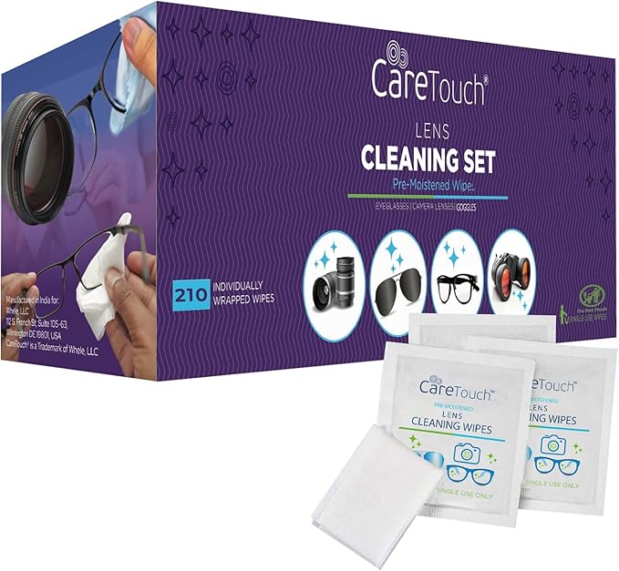 Care Touch Lens Wipes for Eyeglasses- 210 Count Individually Wrapped Pre- by CareTouch