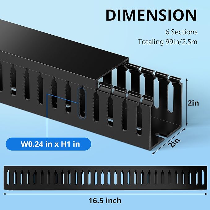 ZhiYo 2 x 2in Professional Server Rack Cable Management Raceway, 99in Cable - Image 3
