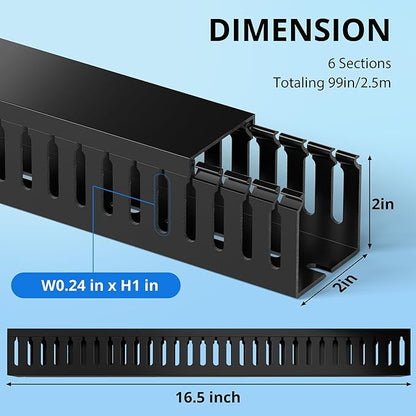 ZhiYo 2 x 2in Professional Server Rack Cable Management Raceway, 99in Cable - Image 3