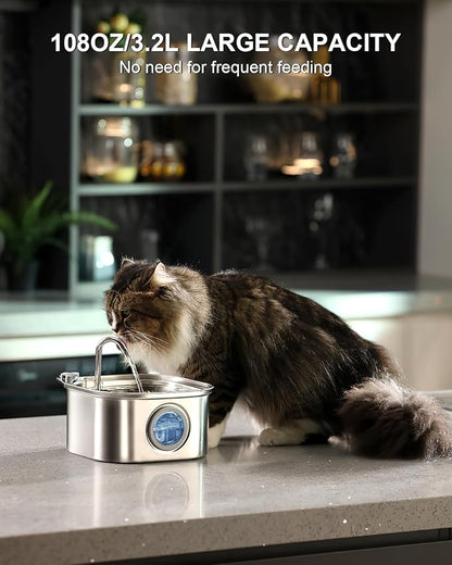 Cat Water Fountain Stainless Steel: 108oz/3.2L Automatic Pet Water Fountain - Image 4