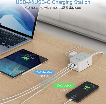 Ultra Thin Flat Extension Cord 10 FT, TESSAN Small Flat Plug Power Strip - Image 5