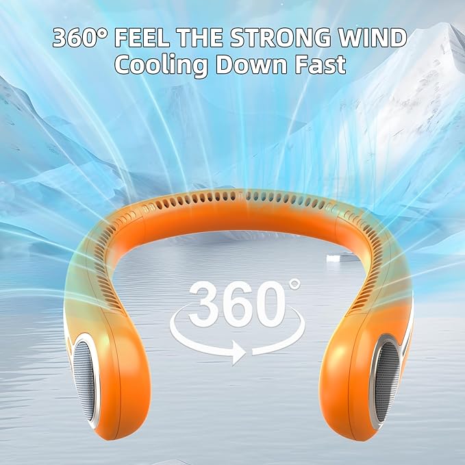 Portable Neck Fan, Hands Free Personal Wearable Bladeless Fan, 6000mAh USB - Image 2