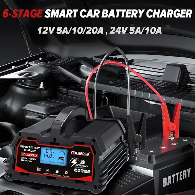 Battery Charger 20A, 12V/24V Lead Acid Smart Battery Charger, 12V LiFePO4 Car - Image 3
