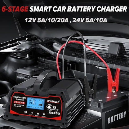 Battery Charger 20A, 12V/24V Lead Acid Smart Battery Charger, 12V LiFePO4 Car - Image 3