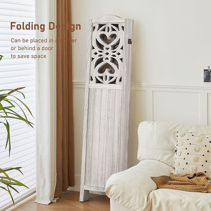 ALeesing 6 Panel Room Divider Fully Assembled, Carved Room Dividers and Folding - Image 4
