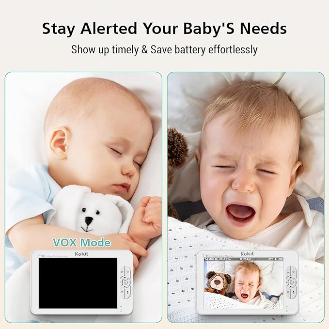 7" 1080P Full HD Video Baby Monitor No WiFi, 100 Hrs 5000mAh Battery Runs 4 Days - Image 5