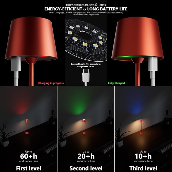 Compact Cordless Table Lamp, Rechargeable LED Night Light, Dual Light Source - Image 7