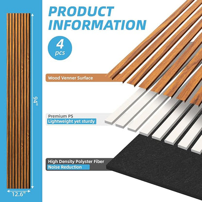 Art3d 4-Piece 94 x 12.6 Inch Acoustic Lightweight Slat Wall Panel - Image 6