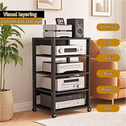 Dernoing 5 Tier Audio Rack Tower, CD Record Player Stereo Receiver AV Equipment - Image 4