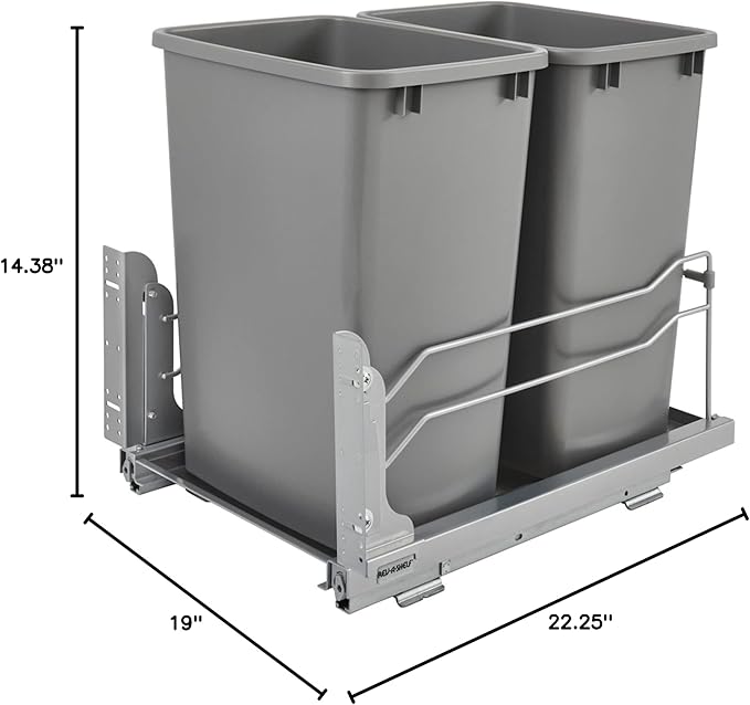 Rev-A-Shelf Double Pullout for Under Kitchen Cabinets 35 Quart 8.75 Gallon - Image 9