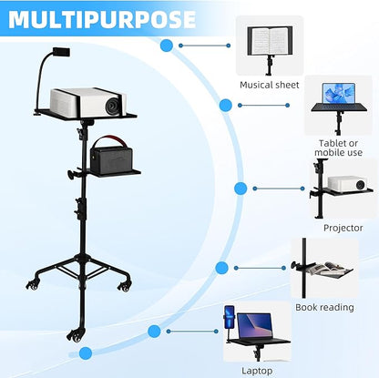 STEADUS Projector Stand Tripod – 24 to 59 Inch Adjustable Height – Dual Shelves - Image 5
