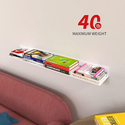 36 Inches Acrylic Wall Shelves 2 Pack, Floating Shelf - Image 5