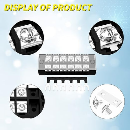 Joinfworld 35A Terminal Block 6 Position Screw Terminal Strip Dual Row - Image 6