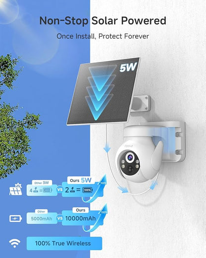 Noorio Solar Security Cameras Wireless Outdoor, 2K Pan/Tilt 360° View - Image 2