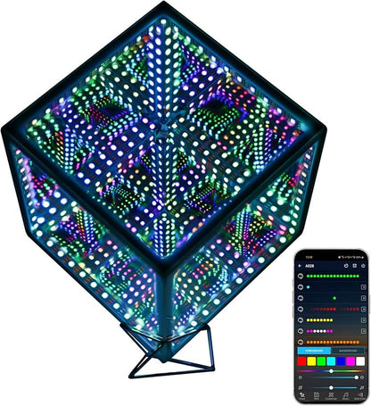 Heepulor Infinity Hyper Cube LED Table Lamp, Color-Changing Music-Sync by Heepulor