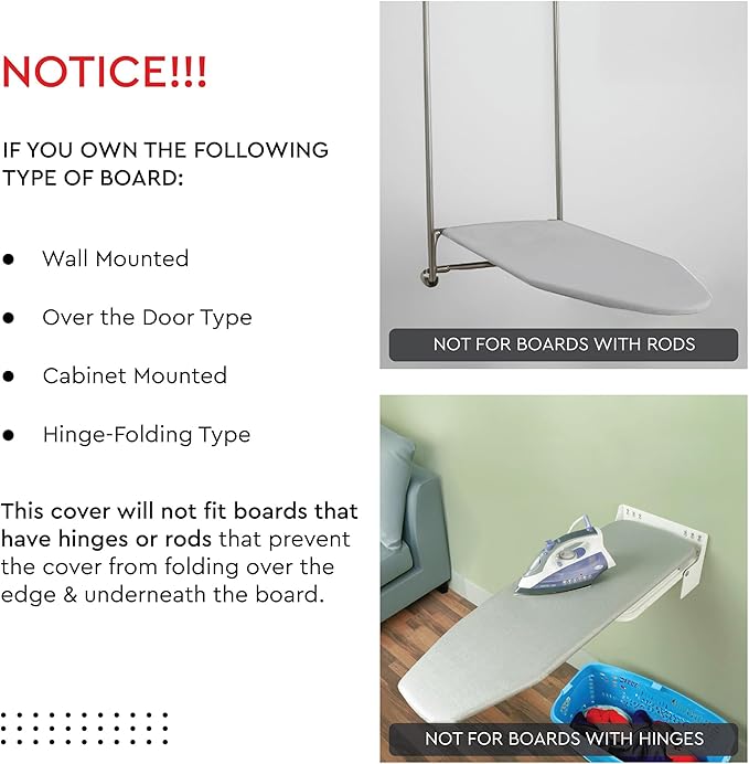 Encasa XO Ironing Board Cover and Pad 49"x18" - 4mm Felt Wide Iron Board Cover - Image 7