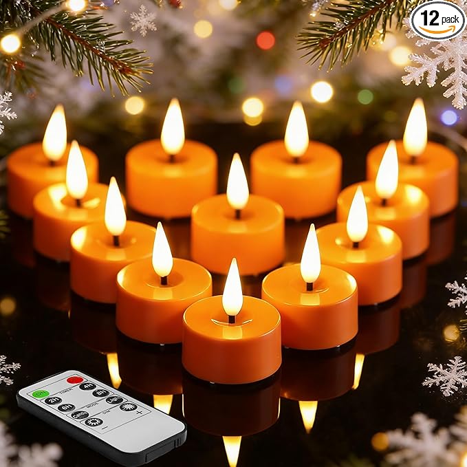 Eywamage Orange LED Tealights by EywamageCandles