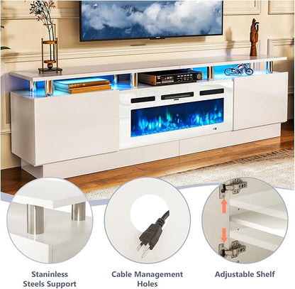 Fireplace TV Stand with 36” Electric Fireplace, 80” 2 Tier TV Console Stand - Image 6