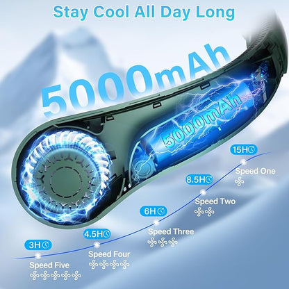 UZOPI Portable Neck Fan, Hands-Free, 5 Speeds, Gifts - Image 3