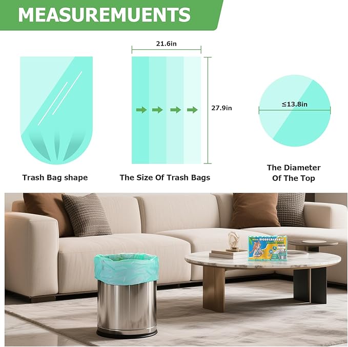 Biodegradable Medium Trash Bags 8 Gallon - Image 2