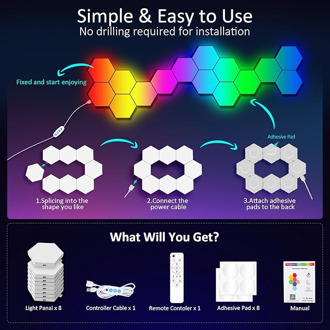 JIMIMORO Big Hexagon LED Light - Image 5