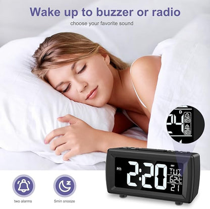 OQIMAX Digital Alarm Clock Radio, 7 Color Fonts, Dual Alarms, FM Radio - Image 4
