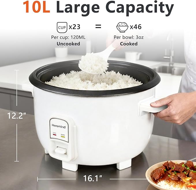 Commercial Rice Cooker, 46-Cup Rice Cooker, 9Qt / 10 L Large Rice Cooker - Image 2