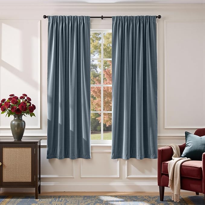Lazzzy Velvet Blackout Curtains Thermal Insulated Room Window Drapes Super Soft by Lazzzy