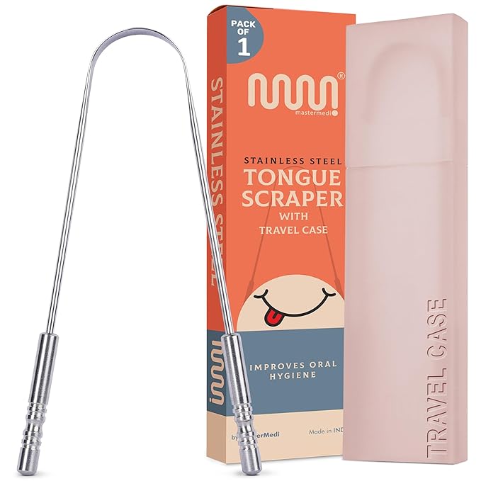 MasterMedi Tongue Scraper with Case Easy to Use Tongue Scraper by MasterMedi