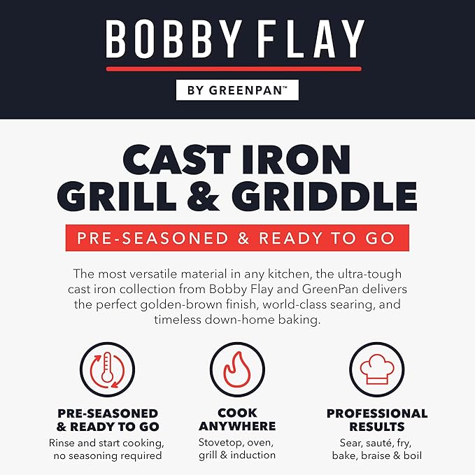 GreenPan x Bobby Flay Smash Burger Press, 6.5" Cast Iron Round Grill Press - Image 8