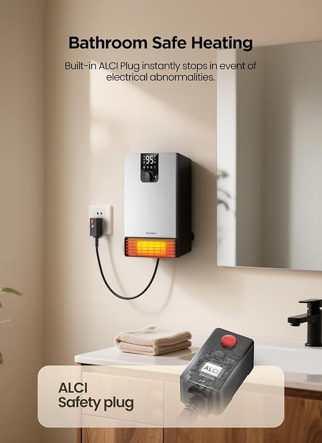 Wall Heater for Bathroom, 1500W Fast Heating Electric Space Heater - Image 7