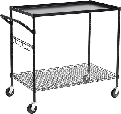 WDT 2-Tier Utility Cart with Wheels, Metal Cart with 1000LBS Capacity, NSF by WDT