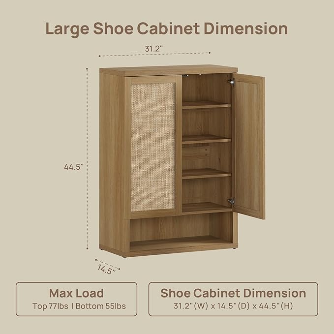 SICOTAS Rattan Shoe Storage Cabinet - Image 2